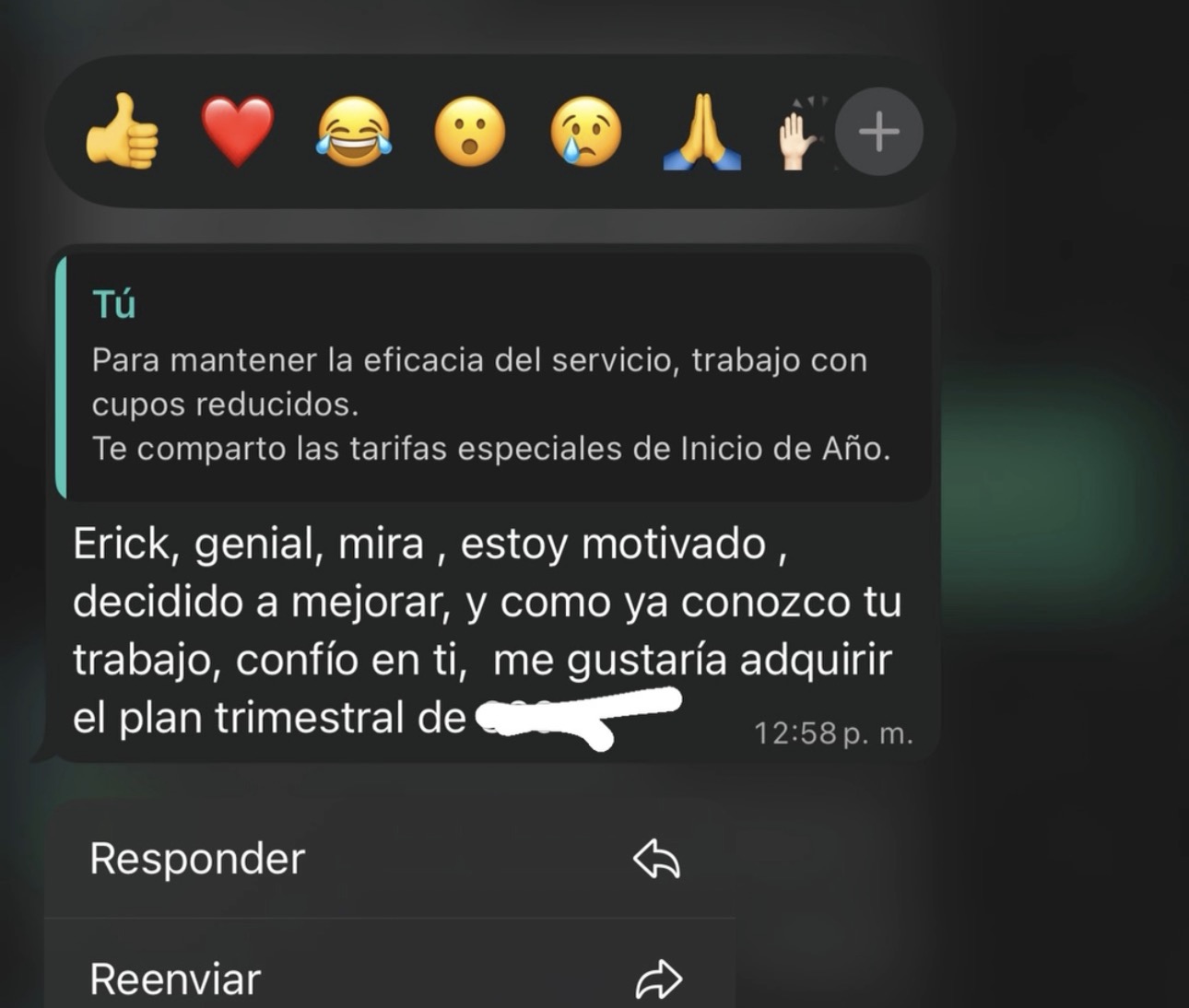 Testimonio de cliente sobre recomposición corporal.