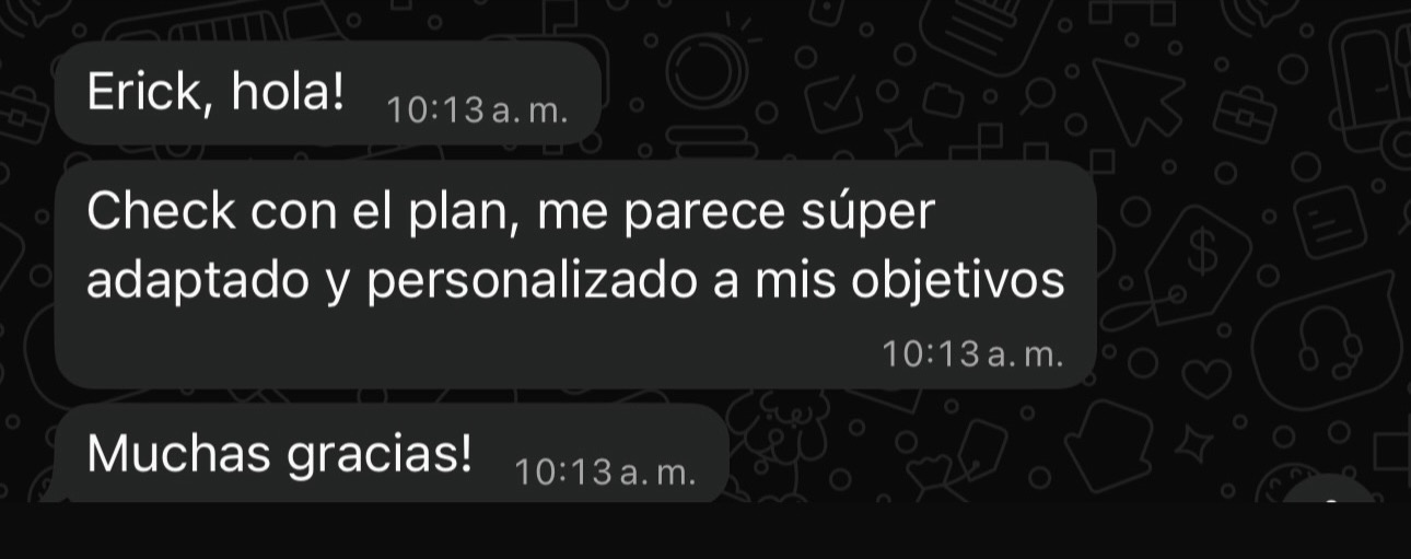 Testimonio de cliente sobre experiencia con Fit By Erick.